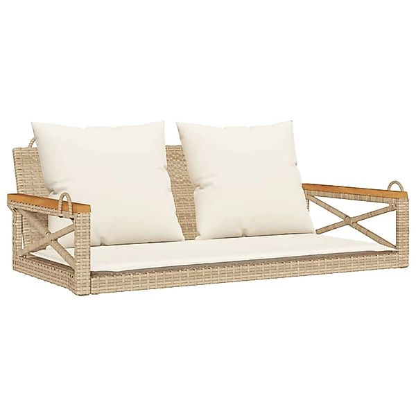 furnicato Hängebank mit Kissen Beige 109x62x40 cm Poly Rattan günstig online kaufen