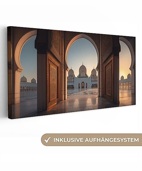 OneMillionCanvasses® Leinwandbild Panorama Sonnenaufgang - Weiße Kuppeln - günstig online kaufen