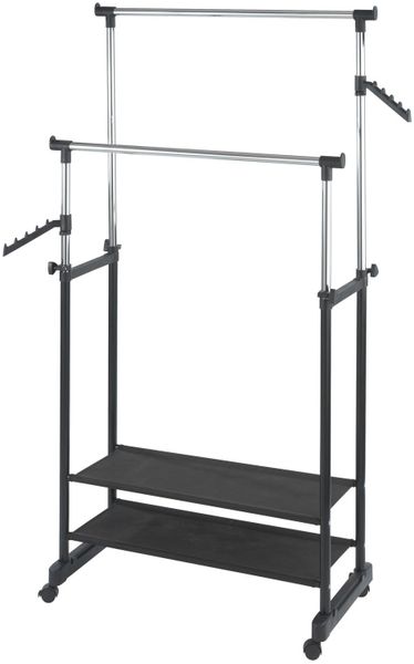 WENKO Kleiderständer "Modell All Inn" Garderobenständer mit 2 Ablagen und 2 günstig online kaufen