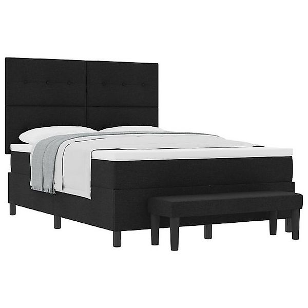 vidaXL Bett Boxspringbett mit Matratze & Bank Schwarz 140x190 cm Stoff (2-t günstig online kaufen