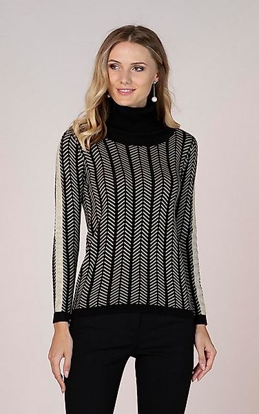 Passioni Rollkragenpullover mit geometrischen Streifen und Glitzerstreifen günstig online kaufen