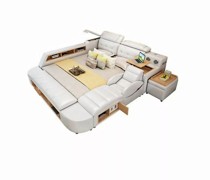 JVmoebel Bett, Doppel Luxus Design Leder Bett Polster Betten USB Hotel Mult günstig online kaufen