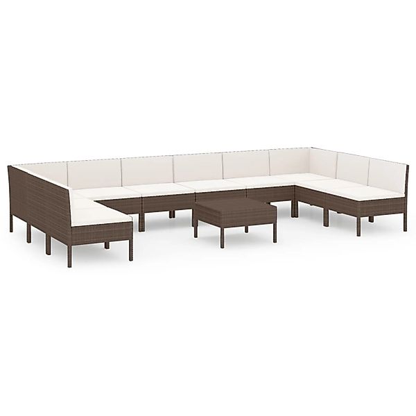 vidaXL 11-tlg Garten-Lounge-Set mit Auflagen Poly Rattan Braun Modell 13 günstig online kaufen