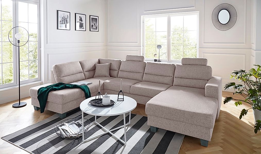 TRENDMANUFAKTUR Wohnlandschaft "Chamber, U-Form" inklusive zwei Kopfstützen günstig online kaufen