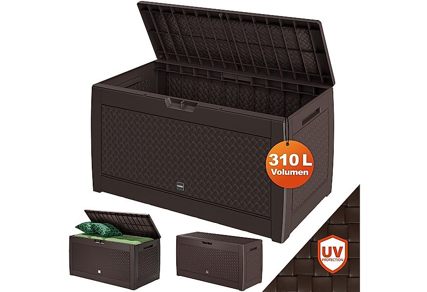 Casaria Auflagenbox Matuba, 310L Haltegriffe Rollen Balkon Wohnzimmer Flech günstig online kaufen