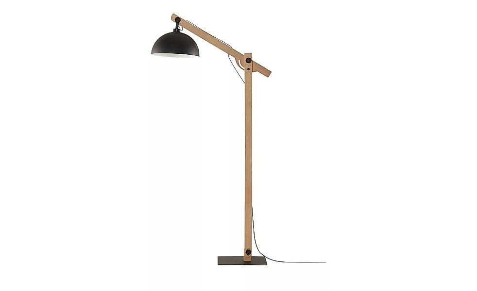 Stehleuchte, 1-flammig, Metall schwarz/ Holz - schwarz - 173 cm - Lampen & günstig online kaufen