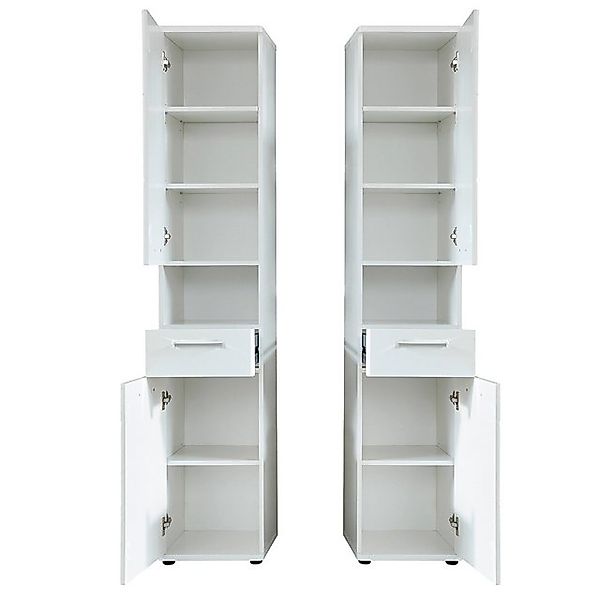 Lomadox Hochschrank MANACOR-19 Badezimmer in weiß mit weiß Hochglanz, B/H/T günstig online kaufen