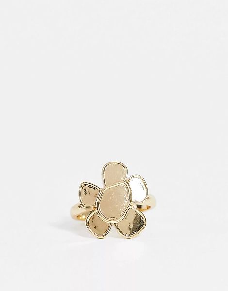 ASOS DESIGN – Goldfarbener Ring mit Blumendesign günstig online kaufen