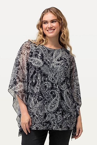 Ulla Popken Longbluse Bluse doppellagig Oversized Rundhals Halbarm günstig online kaufen