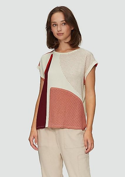s.Oliver Kurzarmshirt T-Shirt im Fabricmix mit All-over-Print auf der Front günstig online kaufen