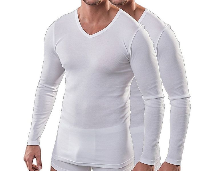 HERMKO Unterziehshirt 164680 2er Pack Herren langarm Shirt m. V-Ausschnitt günstig online kaufen
