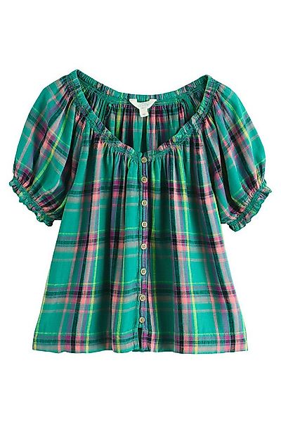Next Carmenbluse Geknöpftes Bardot-Oberteil mit Puffärmeln (1-tlg) günstig online kaufen