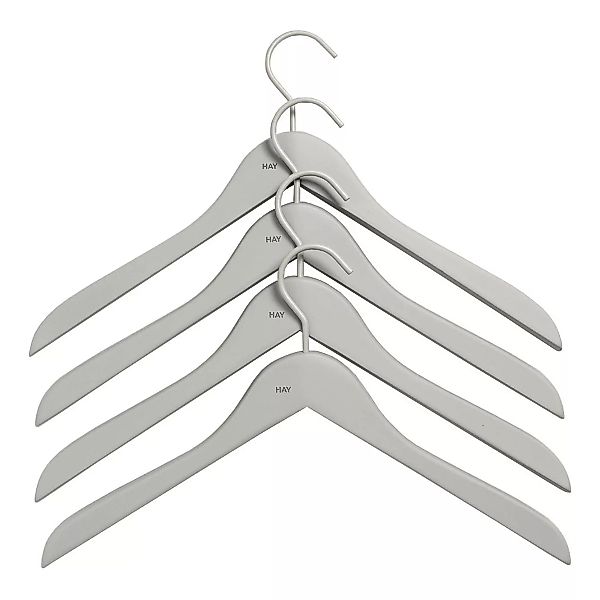 HAY - Soft Coat Slim Kleiderbügel Set 4-teilig - grau/BxHxT 44x27x1cm günstig online kaufen