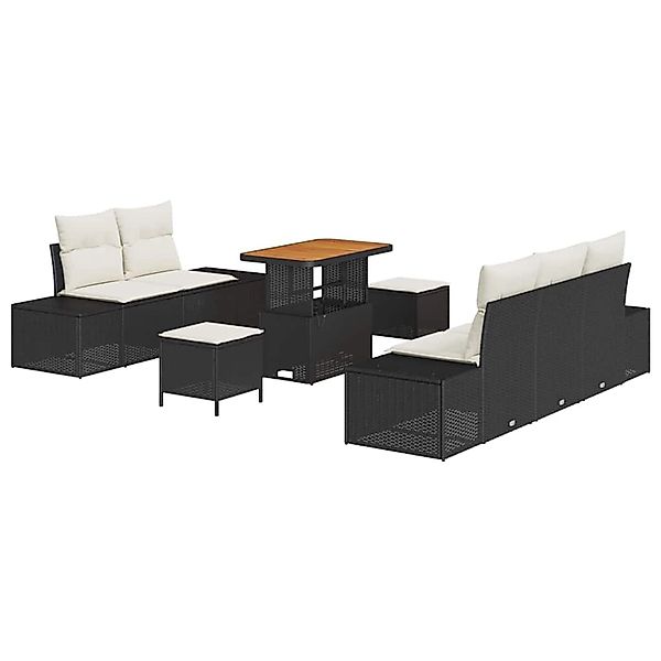 vidaXL Garten-Sofa-Set mit Kissen 8-Tlg Schwarz Poly Rattan 3362730 günstig online kaufen