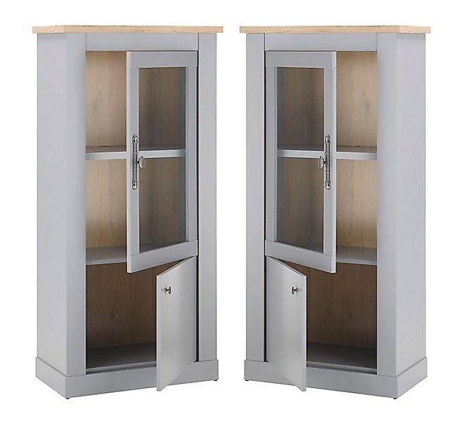 Furn.Design Stauraumvitrine Rideau (Midischrank in grau mit Artisan Eiche, günstig online kaufen