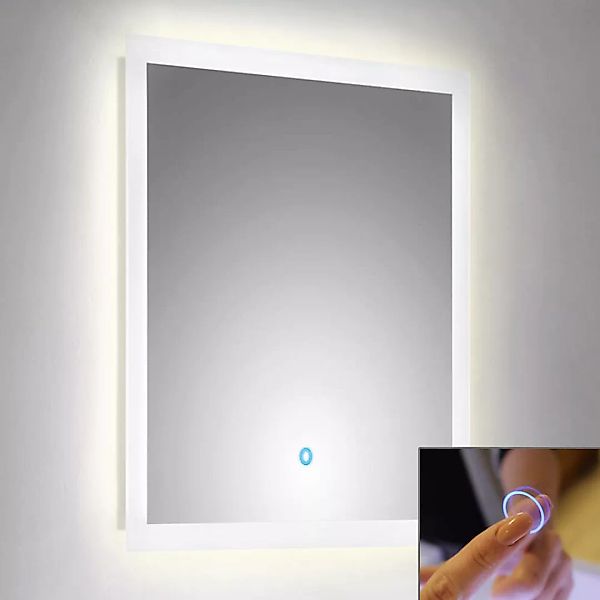 LED Spiegel 60cm mit Touch Bedienung B x H x T ca. : 60 x 60 x 3,2 cm günstig online kaufen