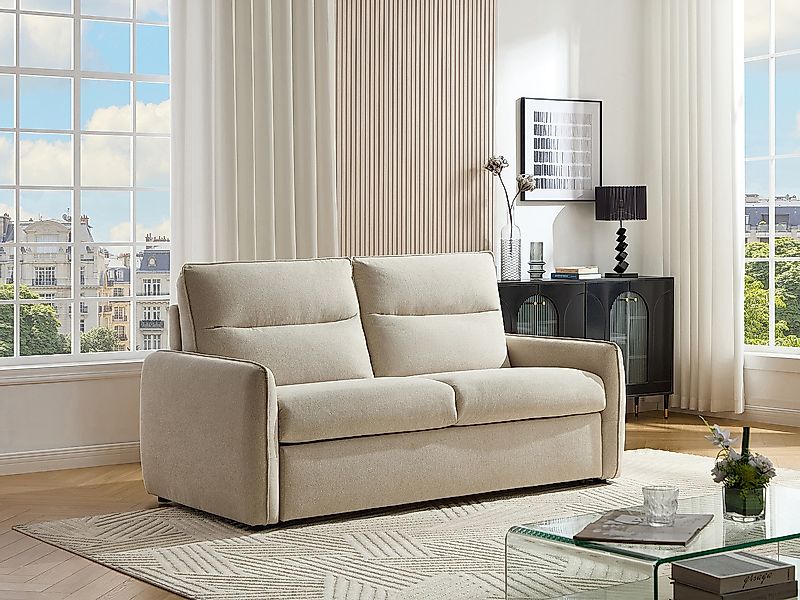 3‑Sitzer Schlafsofa - Express-Schlaffunktion - Stoff - Beige - ORELIS günstig online kaufen
