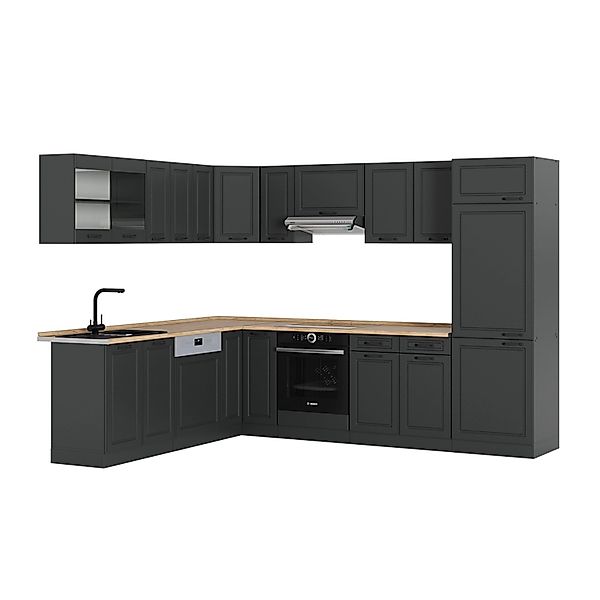 Vicco R-Line Eckküche Anthrazit Landhaus/Anthrazit 227 x 287 cm ohne Arbeit günstig online kaufen