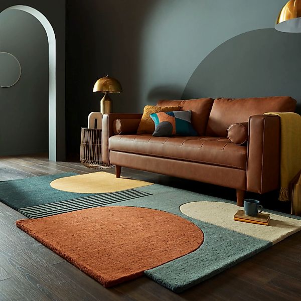 FLAIR RUGS Wollteppich "Lozenge mit abstraktem Retro-Design" rechteckig 10 günstig online kaufen