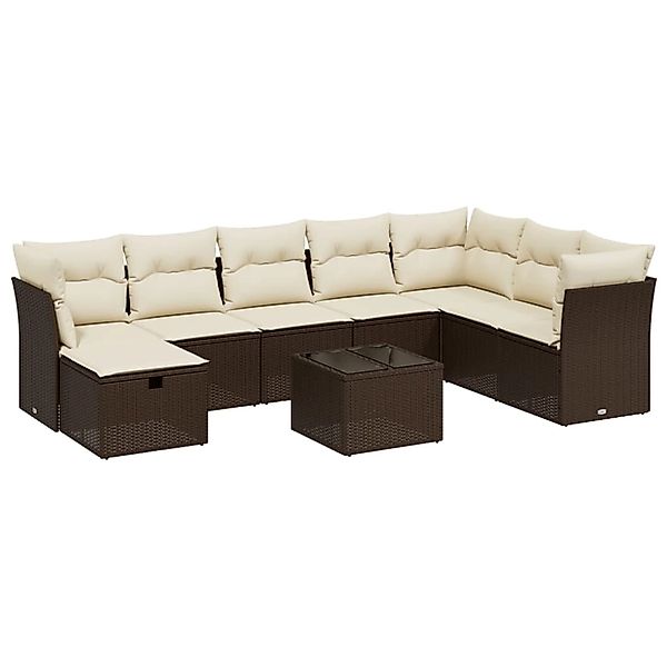 vidaXL 9-Tlg Garten-Sofagarnitur mit Kissen Braun Poly Rattan 3263289 günstig online kaufen