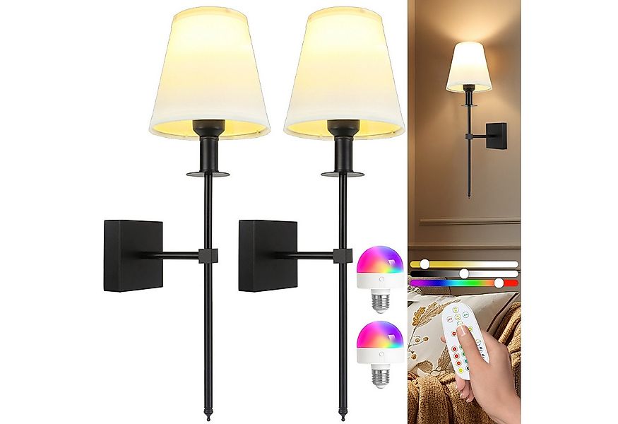 POPOLIC Wandleuchte Aufladbare Wandleuchten, Set mit 2 kabellosen Wandlampe günstig online kaufen