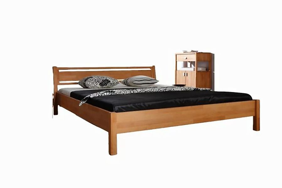 Natur24 Einzelbett Bett Lamini 1 Sonderlänge 80x220 Kernbuche Holzkopfteil günstig online kaufen