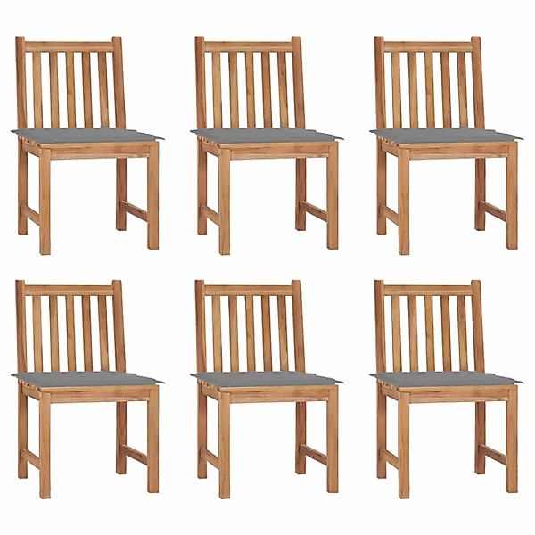 Gartenstühle 6 Stk. Mit Kissen Massivholz Teak günstig online kaufen