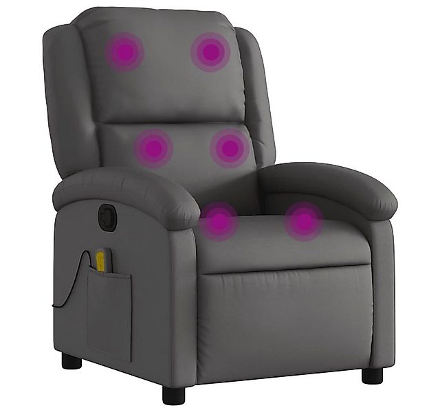 vidaXL Sessel Massagesessel Relaxsessel Echtleder Grau (1-St) günstig online kaufen