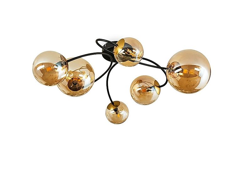 hofstein Deckenleuchte Deckenlampe aus Metall/Glas in Schwarz/Goldfarben/Be günstig online kaufen