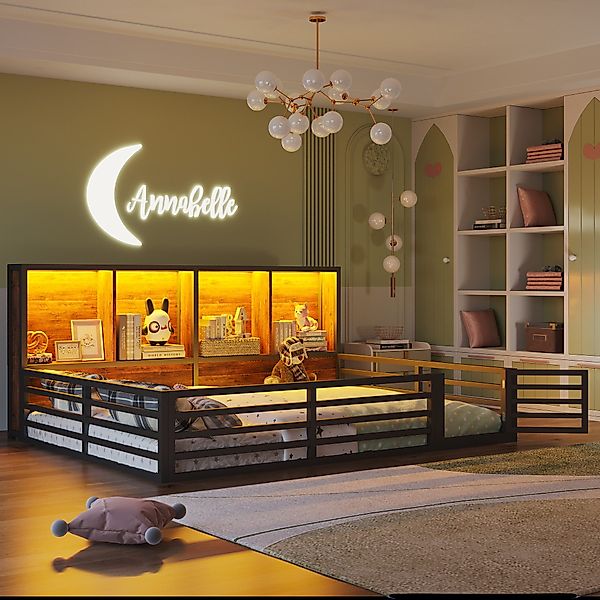 Flieks Kinderbett, Zaunbett Bodenbett Metallbett 140x200cm günstig online kaufen
