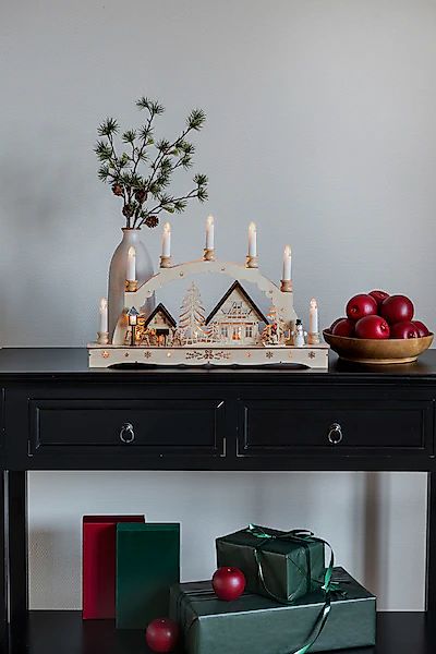 KONSTSMIDE LED Schwibbogen »Weihnachtsdeko«, Holzsilhouette "sieben Kerzen" günstig online kaufen
