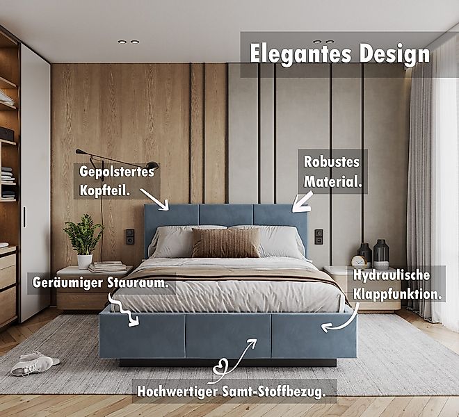 thematys Polsterbett Stauraumbett aus Velours 90x200, günstig online kaufen