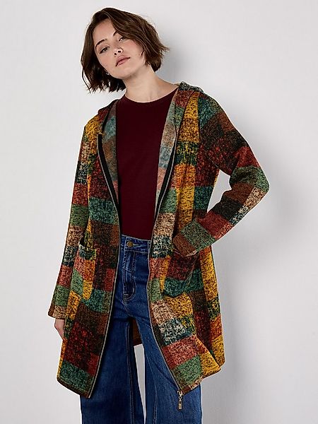 Apricot Wollmantel Cardigan-Jacke mit Kapuze, mit Patchwork-Look günstig online kaufen