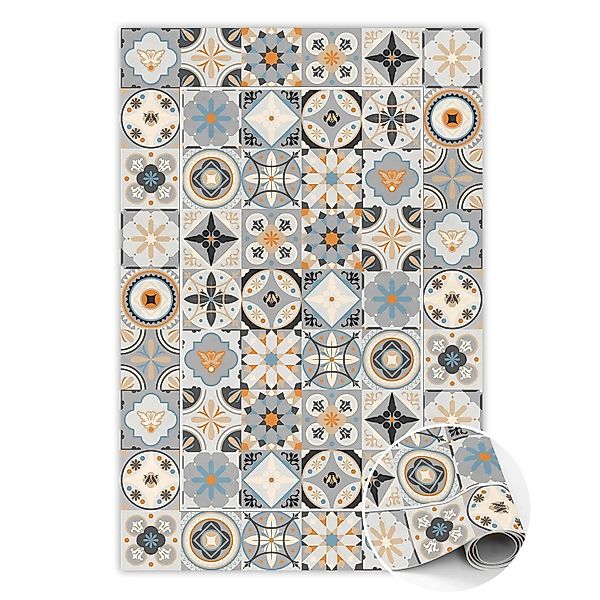 Tulup Teppich Geometrische Muster Vinyl Tapijt 120x180 cm Beige PVC Mat Tap günstig online kaufen