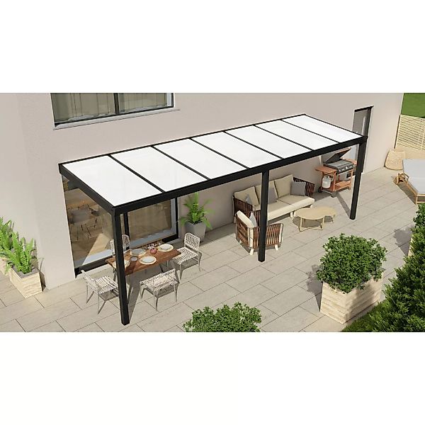 Terrassenüberdachung Professional 700 cm x 200 cm Schwarz Struktur PC Opal günstig online kaufen