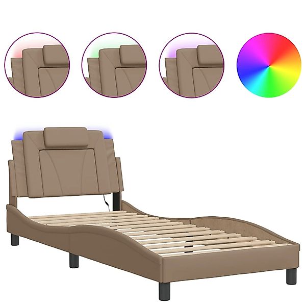vidaXL Bettgestell Viana mit LED ohne Matratze Cappuccino-Braun 90x200 cm K günstig online kaufen