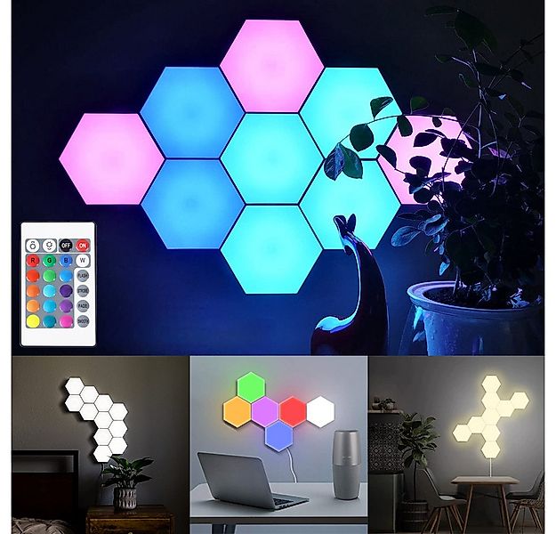 MUPOO LED Wandleuchte LED Sechseck Gaming Wandleuchte Hexagon RGB LED Panel günstig online kaufen
