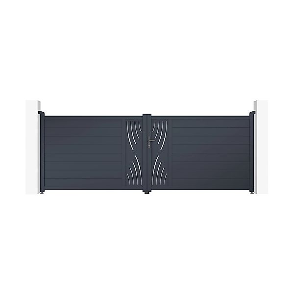 Casanoov Flügeltor 4M Veleta H 140Cm & 2 Pfosten H 166Cm Aluminium Grau günstig online kaufen