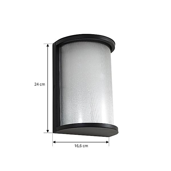 Lindby LED-Außenwandleuchte Calvik, schwarz, geriffelt, IP44 günstig online kaufen