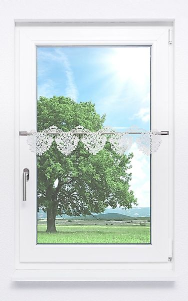 Plauener Spitze® Scheibengardine Blütenherz, (1 St), günstig online kaufen