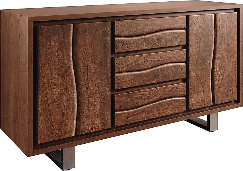 DELIFE Sideboard Live-Edge, Akazie Braun 147 günstig online kaufen