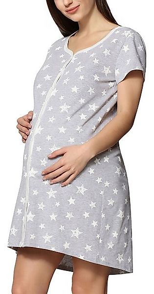 Be Mammy Umstandsnachthemd Damen Umstands Nachthemd Kurz Arm mit Stillfunkt günstig online kaufen
