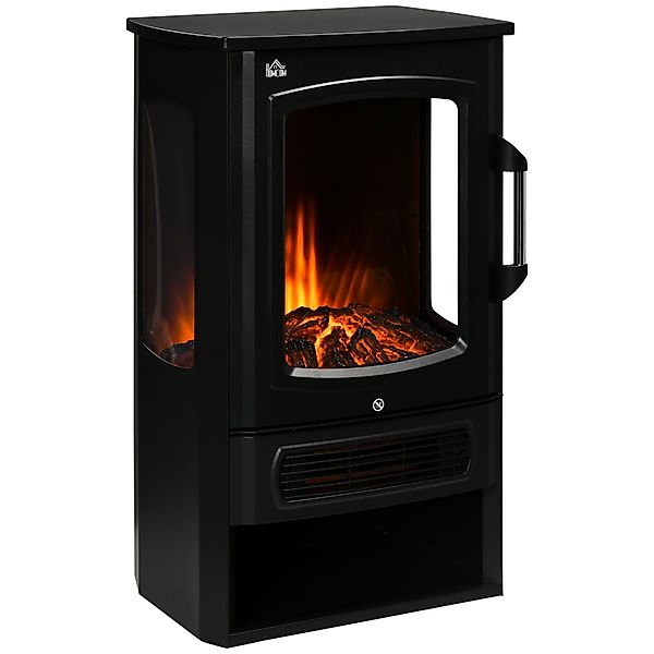 HOMCOM Elektrokamin freistehend, realistische LED-Flammen, Überhitzungsschu günstig online kaufen