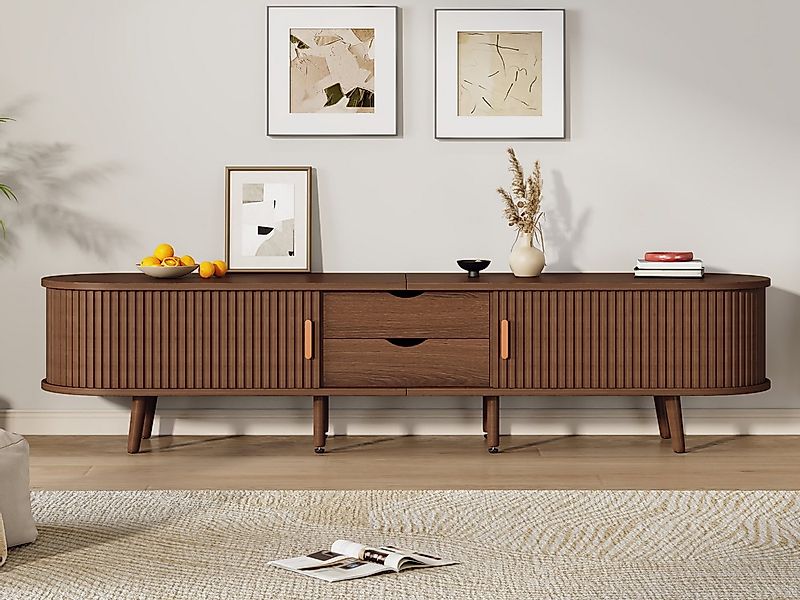 KLAM HOME Lowboard Lowboard TV Schrank Mit Runder Tischplatte Und Teleskop günstig online kaufen