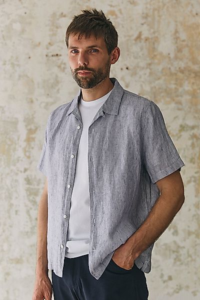 Lässiges Kurzarmhemd Kuno Aus 100% Naturleinen. günstig online kaufen
