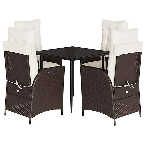 vidaXL 5-Tlg Garten-Essgruppe mit Kissen Braun Poly Rattan 3213195 günstig online kaufen