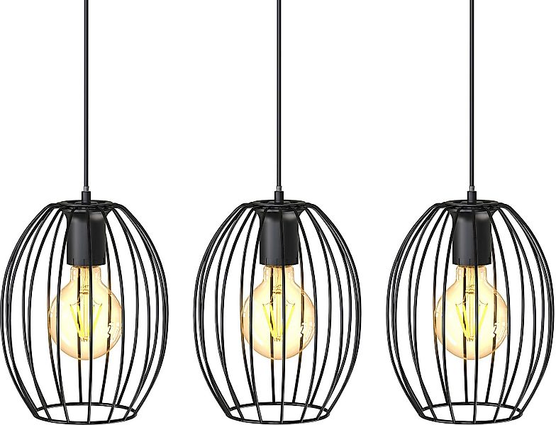 B.K.Licht Pendelleuchte BK_PL1461 Retro-Pendellampe, Metall, Schwarz, günstig online kaufen