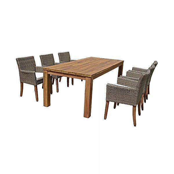 Tischgruppe Tisch mit 6 Stühlen GARDA-120 aus Akazie günstig online kaufen