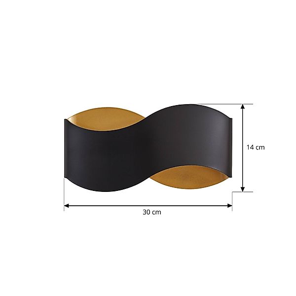 Lindby Wandleuchte Dailin, schwarz/gold, 30 cm, Metall günstig online kaufen