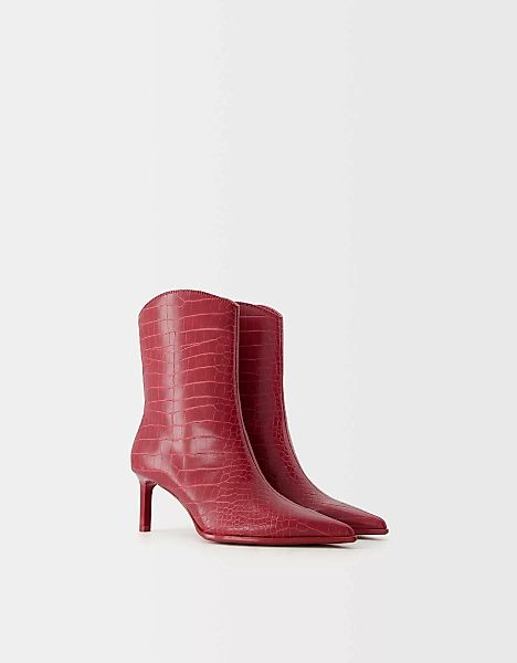 Bershka Absatzstiefeletten Mit Geprägtem Tierprint Damen 40 Rot günstig online kaufen